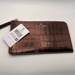 Kate Spade Brown Croc-Embossed Clutch